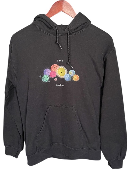 Gildan Other - Dissociative Identity Disorder Black Hoodie with Planet Graphic
